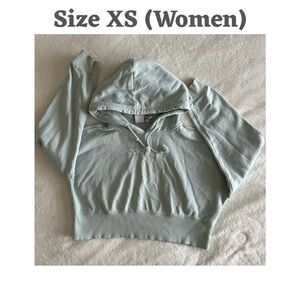 adidas Originals Women's XS Light Green Pullover Hoodie Cotton Embroidered Logo